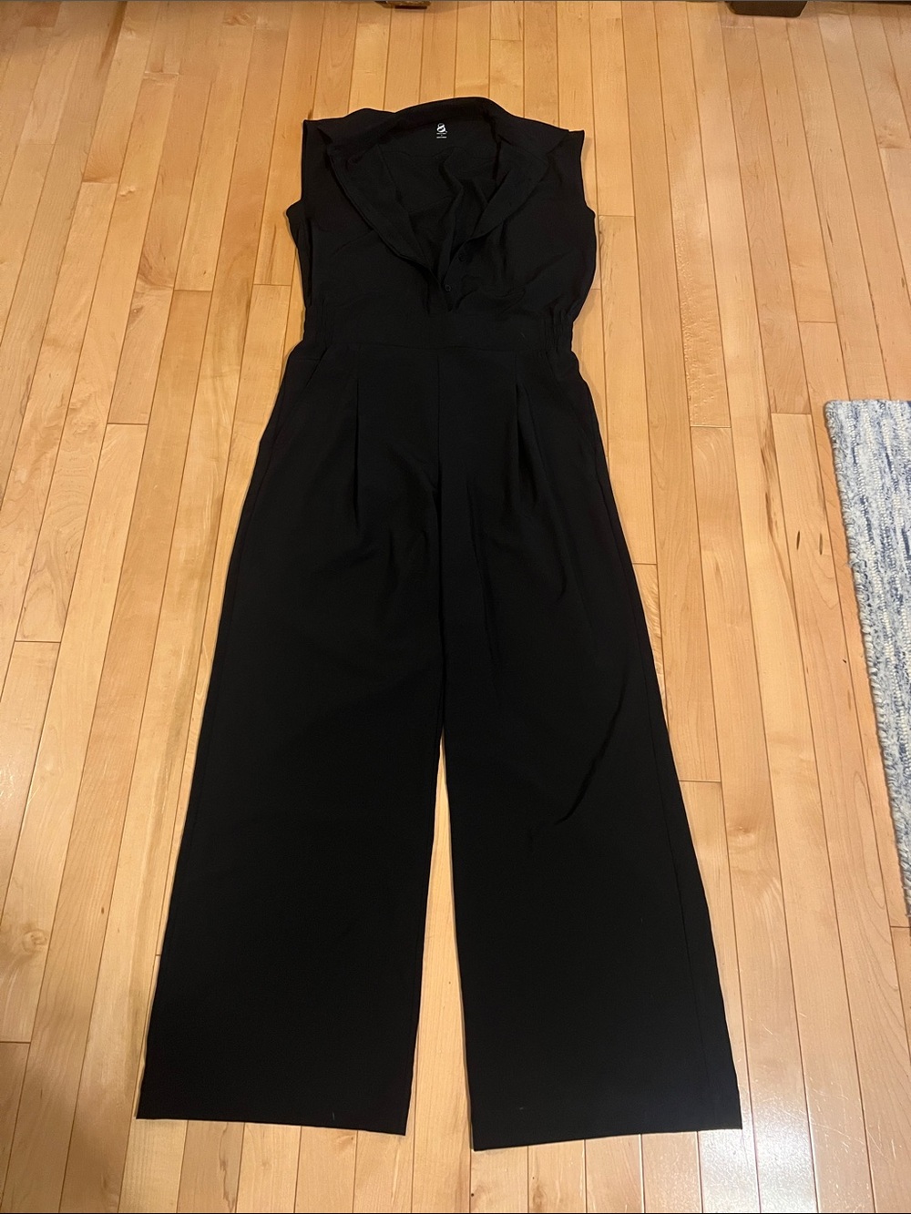 Lou & Grey Size Small Sleeveless Black Wide-Leg Jumpsuit